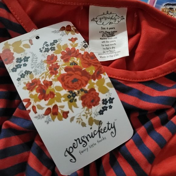 persnickety NWT flouncy red and blue striped high low long sleeve shirt size 4 - Picture 4 of 4